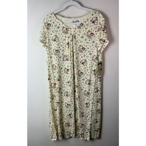 Betty Boop Nightgown House Dress XL Yellow Graphic Print Floral Vintage 90s Y2k